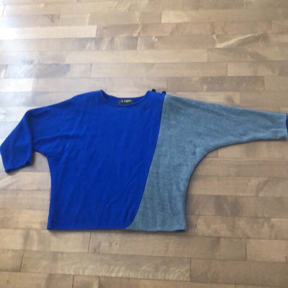 Vintage 80's A. Venti Paris  blue, grey colour block Wool sweater size small - Picture 9 of 15